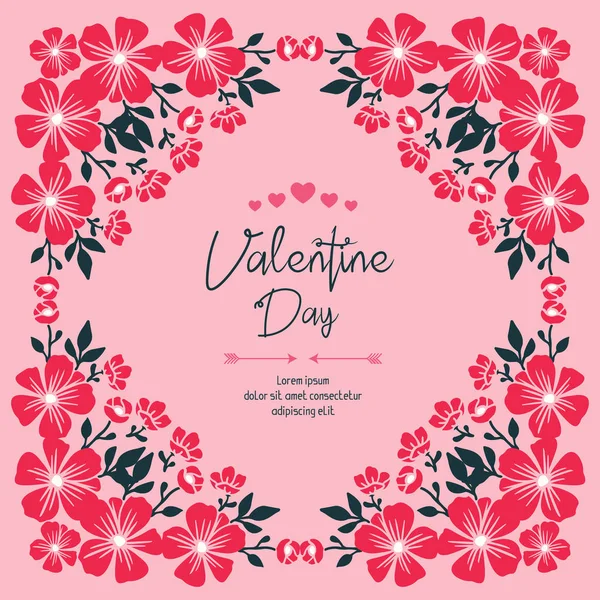Литературный дизайн Дня святого Валентина с графической рамкой из листового цветка. Вектор — стоковый вектор