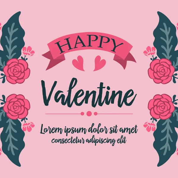 Happy valentine card with texture flower and leaf of seamless. Vector — Stock Vector