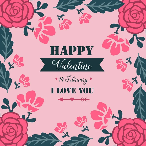 Vintage valentine day greeting cards with floral pink rose frames elegant. Vector — ストックベクタ