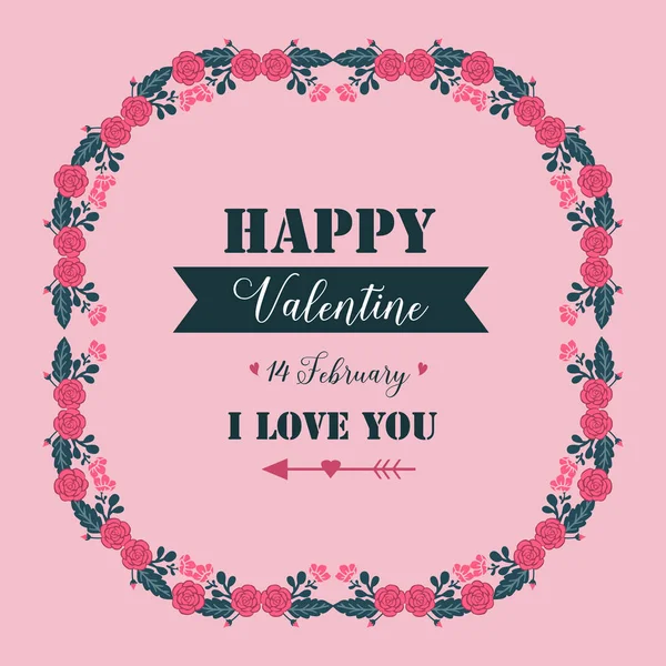 Tarjetas de felicitación vintage de día de San Valentín con marcos florales rosados elegantes. Vector — Archivo Imágenes Vectoriales