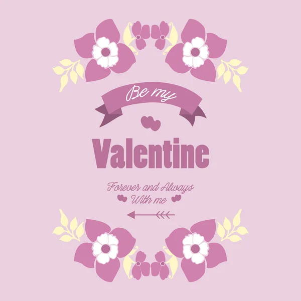 Beauty of pink floral frame, for invitation card decor happy valentine. Vector — Stock Vector