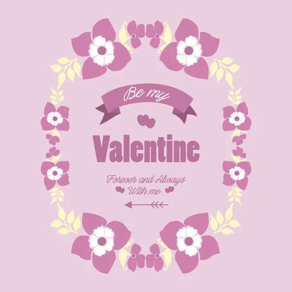 Beauté de cadre floral rose, pour carte d'invitation décor joyeux valentin. Vecteur — Image vectorielle