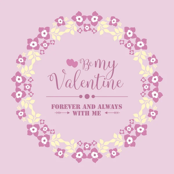 Elegant card happy valentine, with pink and white floral frame unique. Vector — ストックベクタ