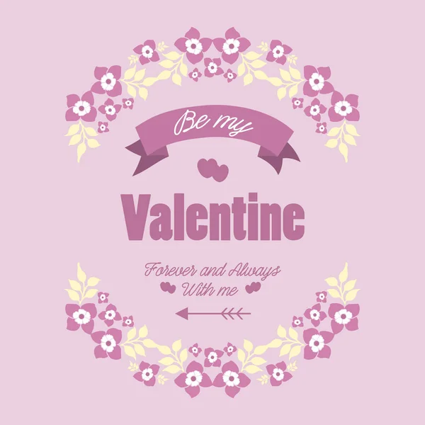 Elegant card happy valentine, with pink and white floral frame unique. Vector — ストックベクタ
