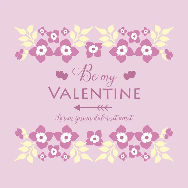 Elegant card happy valentine, with pink and white floral frame unique. Vector — ストックベクタ