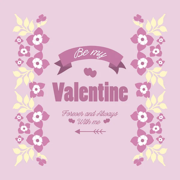 Hermoso fondo de pantalla de marco floral, para tarjeta de felicitación feliz San Valentín. Vector — Vector de stock