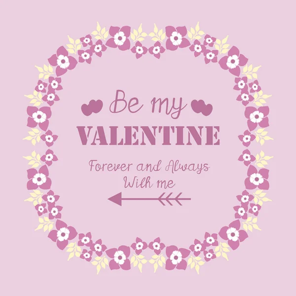 Poster of happy valentine, with romantic pink and white floral frame. Vector — ストックベクタ