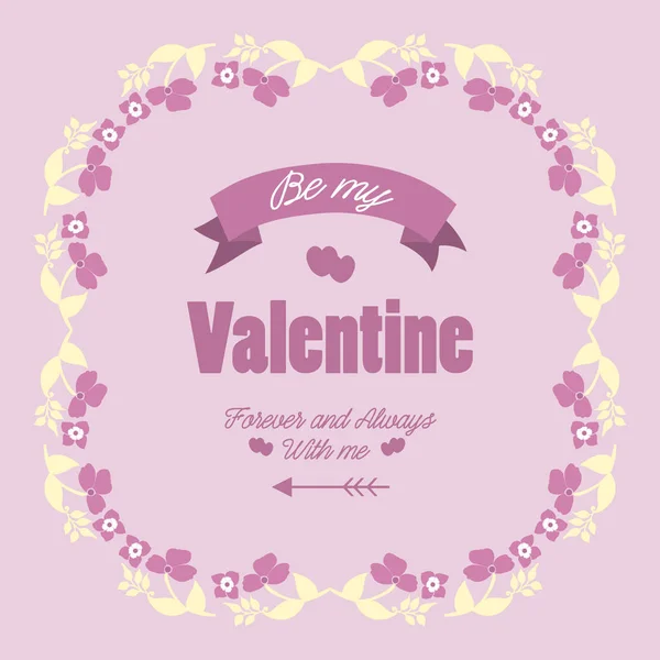 Poster of happy valentine, with romantic pink and white floral frame. Vector — Stock Vector