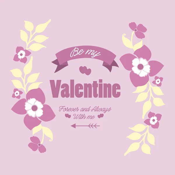 Decoración de la tarjeta de felicitación feliz San Valentín, con textura de marco de flores elegante. Vector — Vector de stock