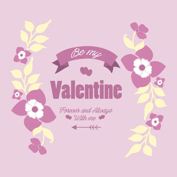 Decoration of greeting card happy valentine, with texture of flower frame elegant. Vector — ストックベクタ