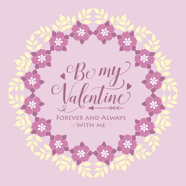 Rosafarbener Kranzrahmen und weißes Blatt aus einzigartigem, für Kartendesign glücklichem Valentinstag. Vektor — Stockvektor