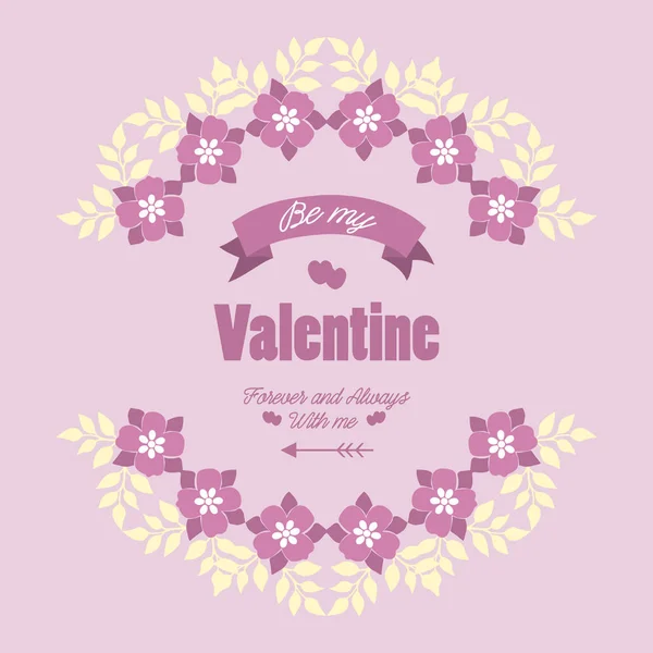 Pink wreath frame and white leaf of unique, for card design happy valentine. Vector — ストックベクタ