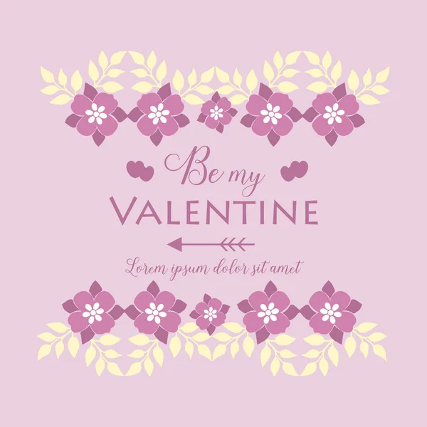 카드 디자인 행복 한 발렌타인을 위한 분홍색 화환 틀 과 독특 한 하얀 잎 이 있습니다. 벡터 — 스톡 벡터