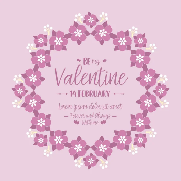 Moldura floral rosa de elegante, para design de cartão feliz valentine romântico. Vetor — Vetor de Stock