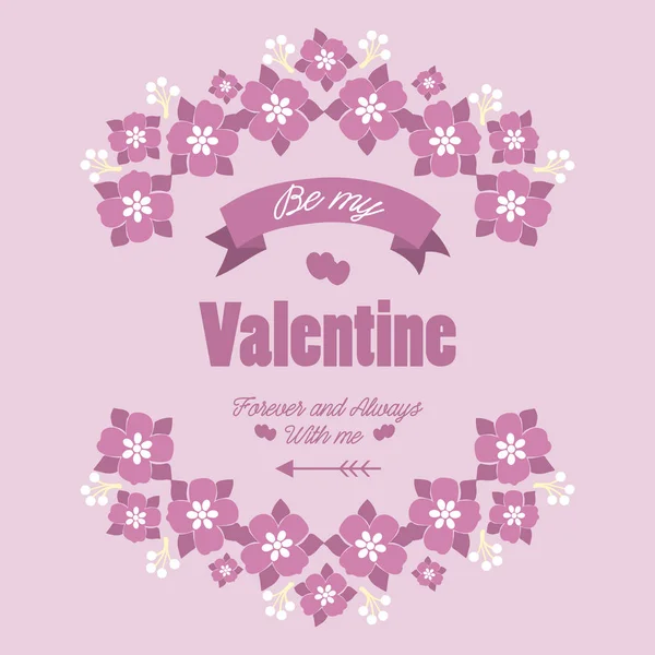 Zarif pembe çiçek çerçevesi, kart tasarımı için mutlu sevgililer günü romantizmi. Vektör — Stok Vektör