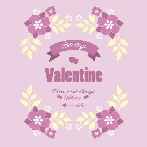 Greeting card happy valentine, with beautiful wreath frame and unique. Vector — Stock Vector