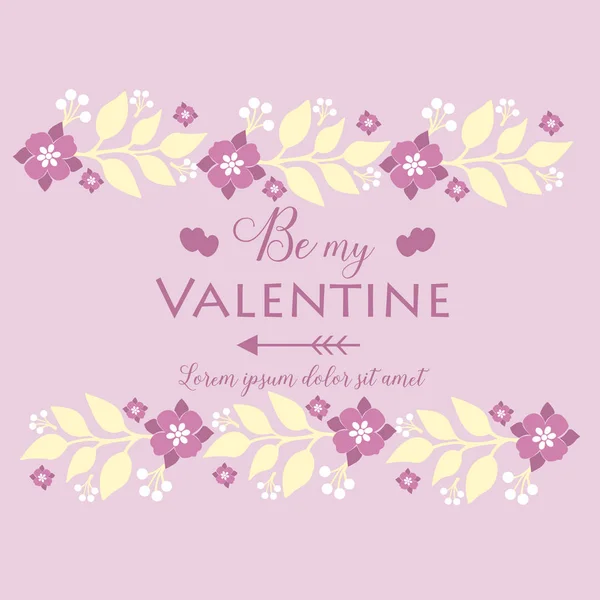 Карточка украшения счастливой Валентины уникальна, с розовой цветочной рамкой без печати. Вектор — стоковый вектор