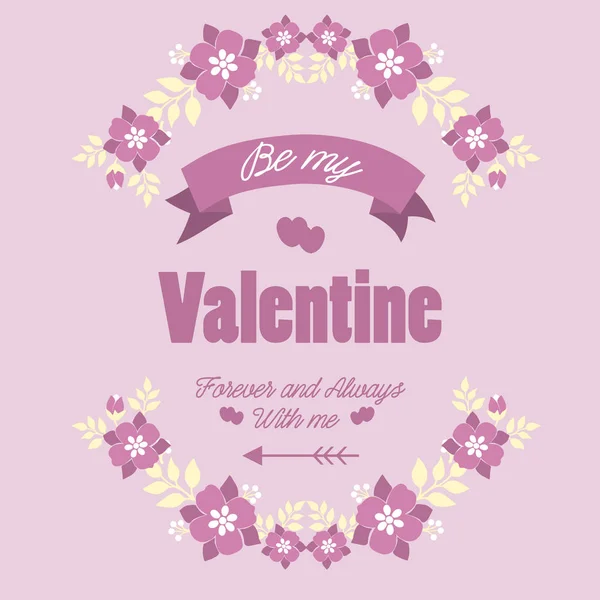 Unique greeting card happy valentine with ornate beautiful wreath frame. Vector — ストックベクタ