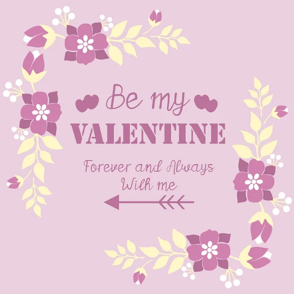 Design elegant card happy valentine, with cute pink floral frame. Vector — ストックベクタ