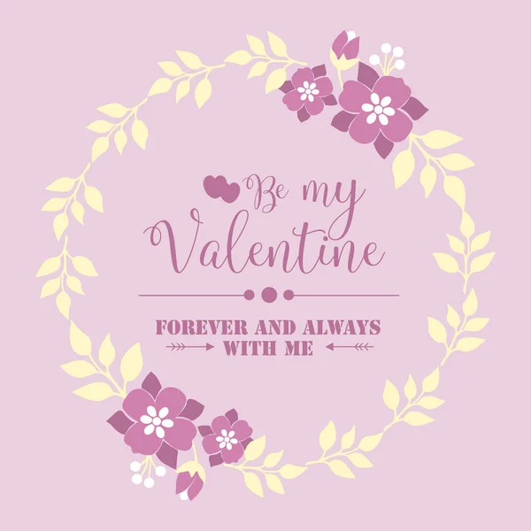 Template of card happy valentine, with beautiful and bloom pink floral frame design. Vector — ストックベクタ
