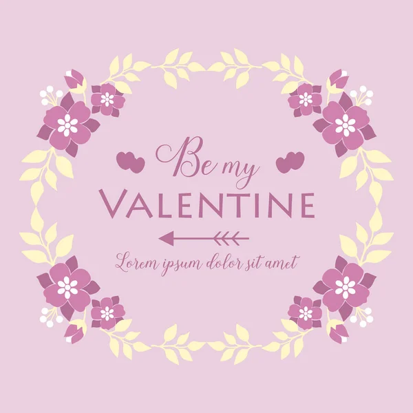 Sablon kártya boldog valentin, gyönyörű és virágos rózsaszín virágkeret design. Vektor — Stock Vector