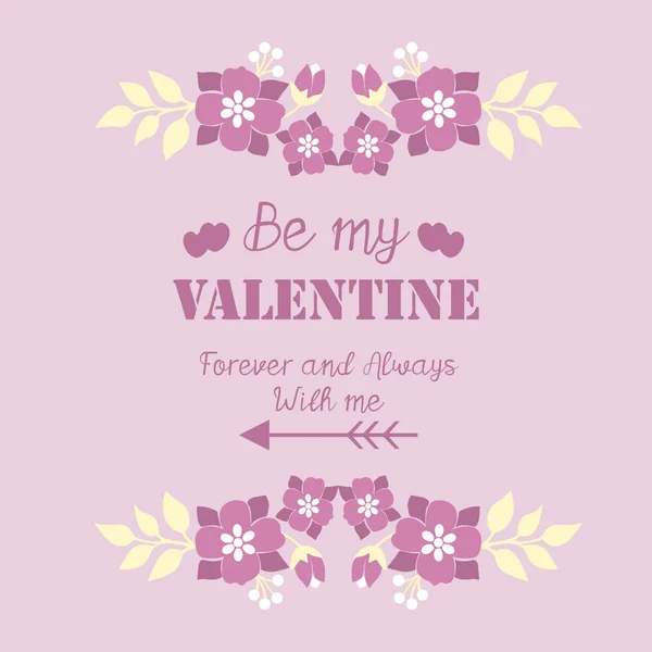 Poster of happy valentine, with pink wreath seamless. Vector — ストックベクタ