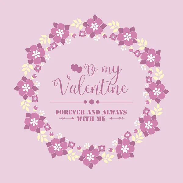 Poster of happy valentine, with pink wreath seamless. Vector — ストックベクタ