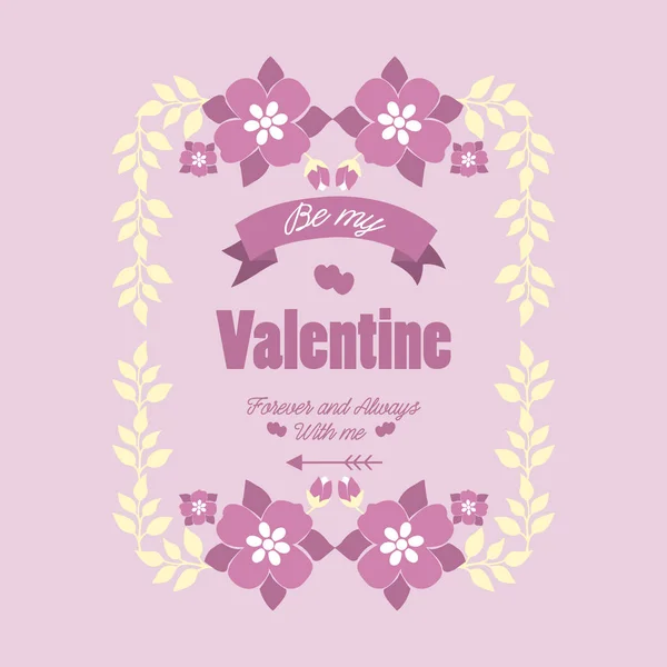 Poster des glücklichen Valentins, mit rosa Kranz nahtlos. Vektor — Stockvektor