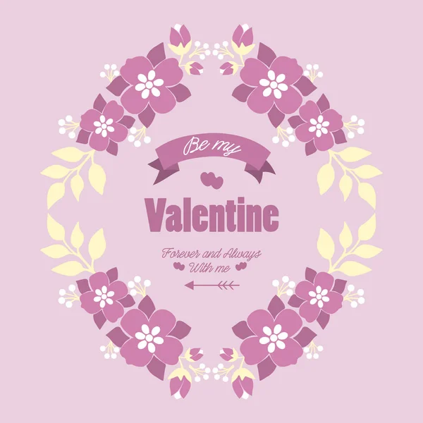 Tasarım davetiyesi için güzel pembe çiçekli çerçeve mutlu sevgililer günü kartı. Vektör — Stok Vektör