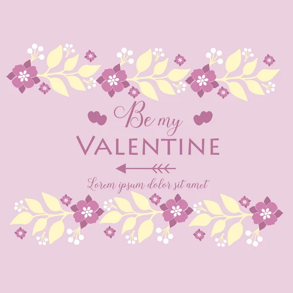 Card decoration happy valentine unique, with pink flower frame seamless. Vector — ストックベクタ