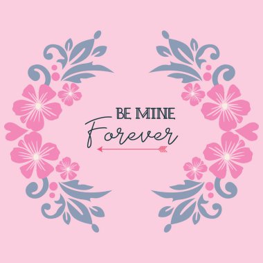 Kart harfleri benim olacak, pembe çiçek desenli. Vektör