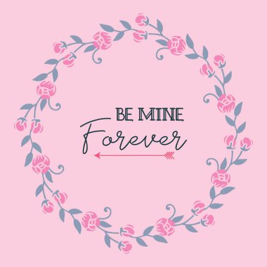 Kart dekorasyonu benim olacak, zarif pembe çiçek desenli. Vektör