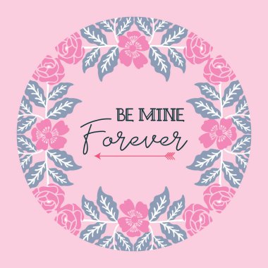 Kart konsepti için çiçek çerçeveli tatlı pembe fon benim olacak. Vektör