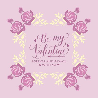 Zarif çerçeve, süslü pembe ve beyaz çiçekli, davetiye kartı mutlu sevgililer günü tasarımı için. Vektör
