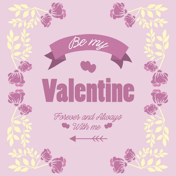 Cartão de felicitações feliz valentine, com elegante moldura floral rosa e branco. Vetor — Vetor de Stock