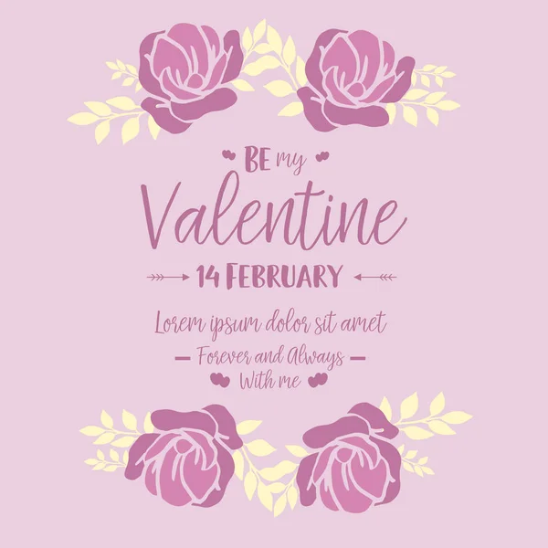 Projeto moldura floral rosa e branco único, romântico, para cartaz feliz dia dos namorados. Vetor — Vetor de Stock