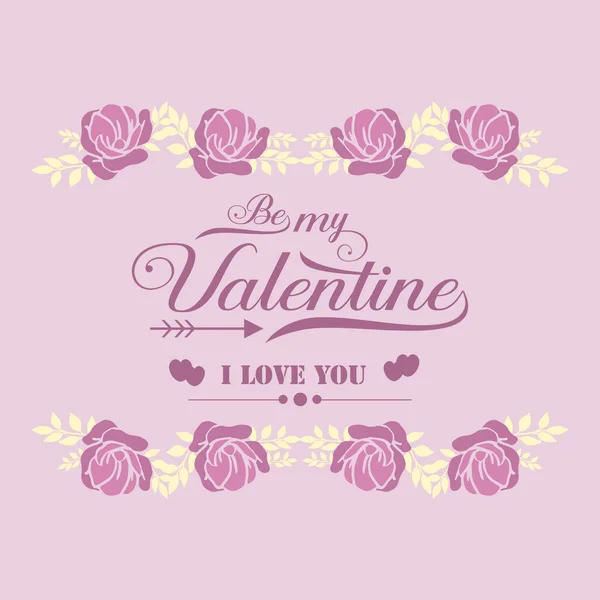 Design rose et blanc cadre floral unique, romantique, pour poster valentine heureuse. Vecteur — Image vectorielle