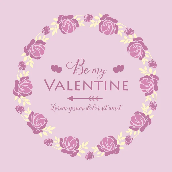 Ornement élégant cadre de couronne rose, pour modèle de carte heureux valentine. Vecteur — Image vectorielle