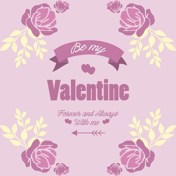 Cadre floral rose et blanc, avec fond rose élégant, pour la conception de la carte de vœux heureux Saint-Valentin. Vecteur — Image vectorielle