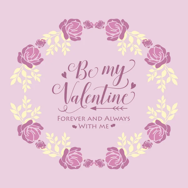 Card template happy valentine, with decoration of pink and white floral frame. Vector — Stock Vector