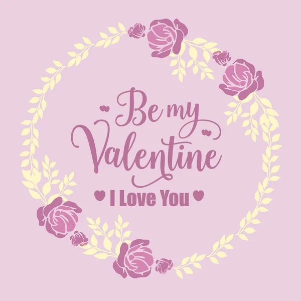 Kaart sjabloon gelukkig Valentijn, met decoratie van roze en witte bloemen frame. Vector — Stockvector