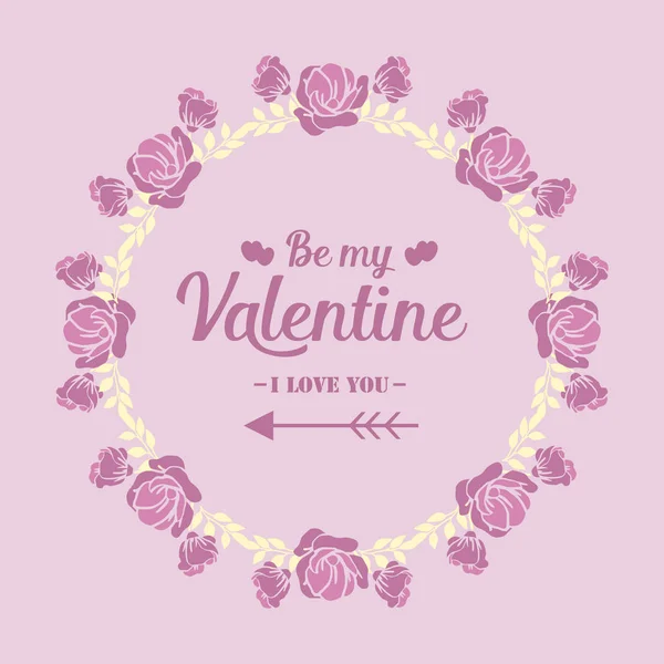 Kaartontwerp elegante vrolijke Valentijn, met roze en wit bloemkader versierd. Vector — Stockvector