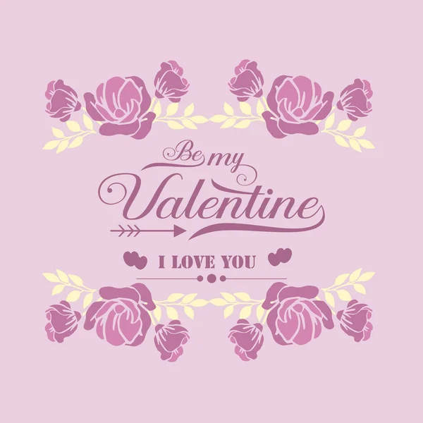 Card design elegant happy valentine, with pink and white floral frame ornate. Vector — Stock Vector