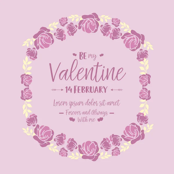 Convite decoração do cartão feliz valentine, com moldura grinalda rosa elegante. Vetor — Vetor de Stock