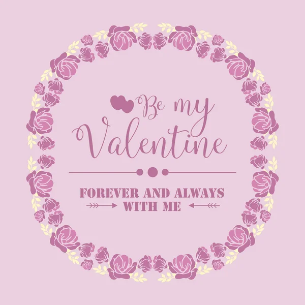 Carte d'invitation décor joyeux valentin, avec cadre couronne rose élégant. Vecteur — Image vectorielle