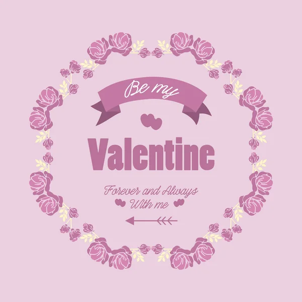 Poster Design elegant happy valentine, mit rosa Kranzrahmen einzigartig. Vektor — Stockvektor