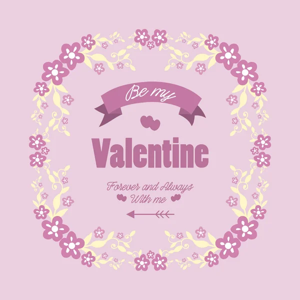 Invitation card decor happy valentine of unique, with pink flower frame texture elegant. Vector — Stock Vector