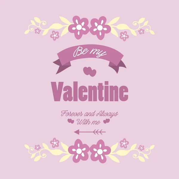 Decoration of invitation card happy valentine, with beautiful pink and white flower frame. Vector — Stock Vector