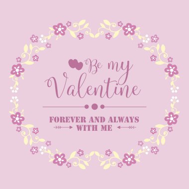 Invitation card happy valentine of elegant, with pink and white flower frame unique. Vector