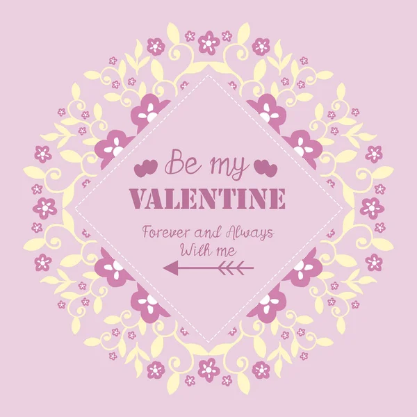 Ornate pink and white floral frame seamless, for card design happy valentine. Vector — Stock Vector